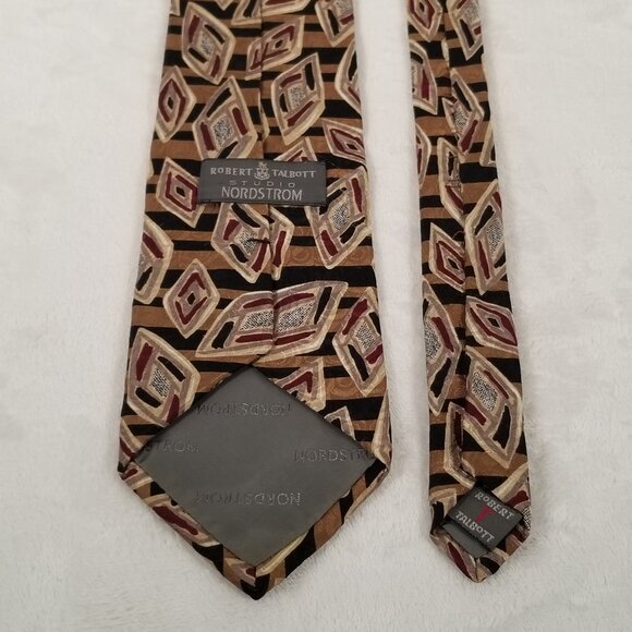 Robert Talbott Studio Nordstrom Tie Hand Sewn Silk Made USA 3 7/8 58 3/4 Brown - Picture 3 of 11